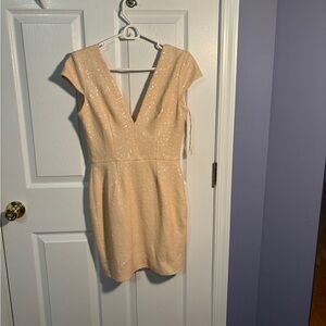 NWT dress the population sequined sparkle cream dress